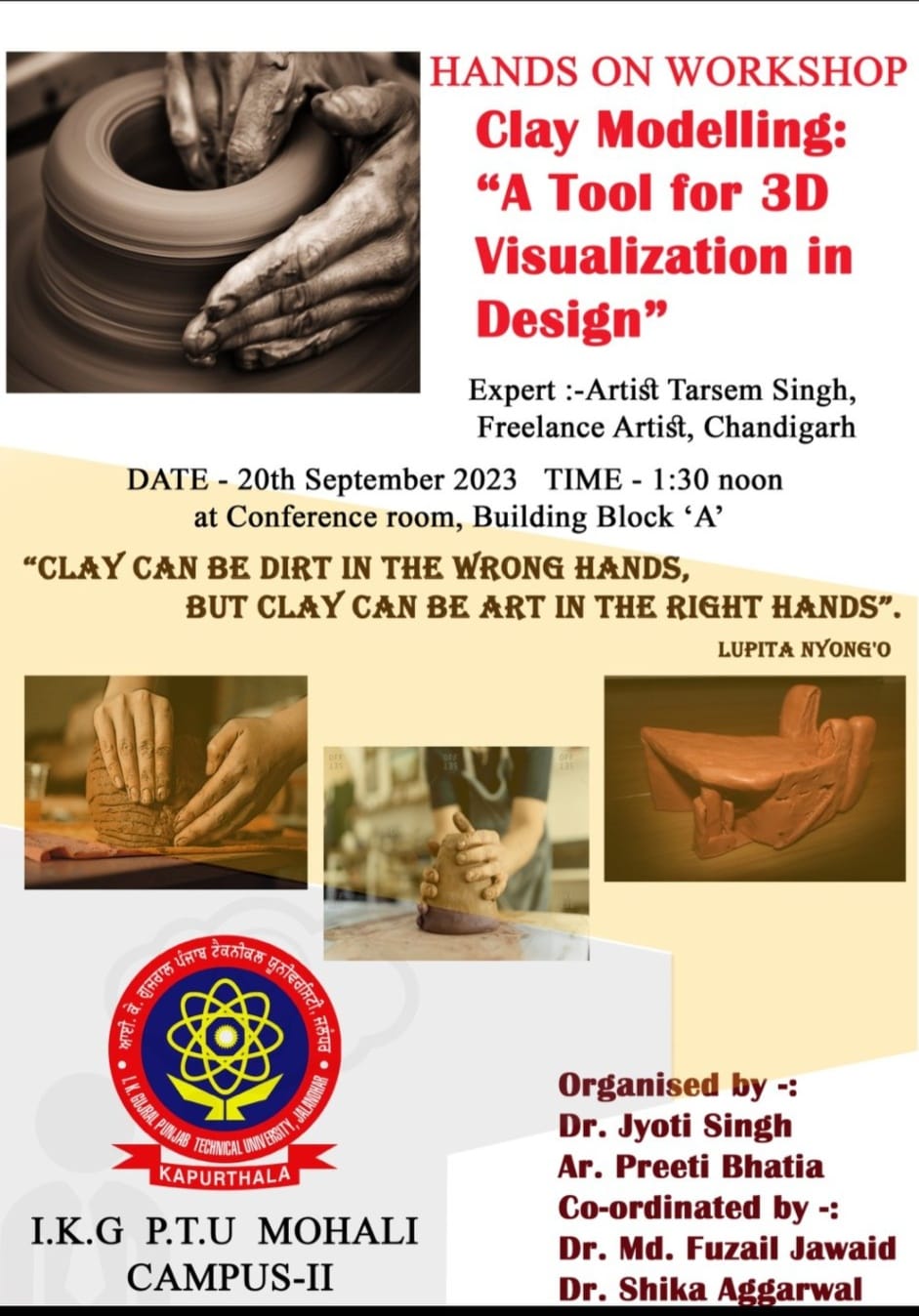 One Day Hands-on Workshop on Clay Modelling: A Tool For 3D Visualization In Design